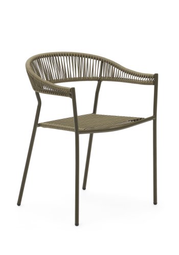 KAVE HOME Futadera hagestol, med armlener - grnn syntetisk flettet og grnt stl