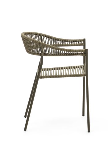 KAVE HOME Futadera hagestol, med armlener - grnn syntetisk flettet og grnt stl