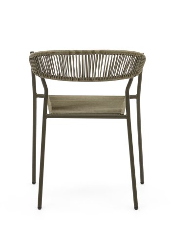 KAVE HOME Futadera hagestol, med armlener - grnn syntetisk flettet og grnt stl