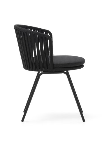 KAVE HOME Saconca hagestol, med pute - svart tau og stl