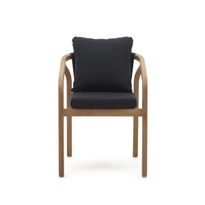 KAVE HOME Malaret havestol, m. armln og hynder - natur eukalyptustr og sort snor