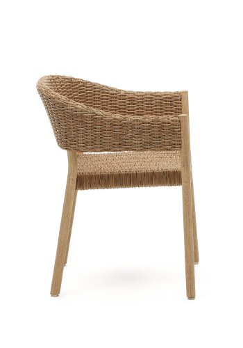 KAVE HOME Pola hagestol, med armlener - naturlig syntetisk flettet og eukalyptustre