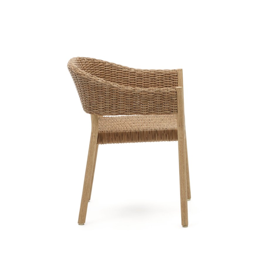 KAVE HOME Pola hagestol, med armlener - naturlig syntetisk flettet og eukalyptustre