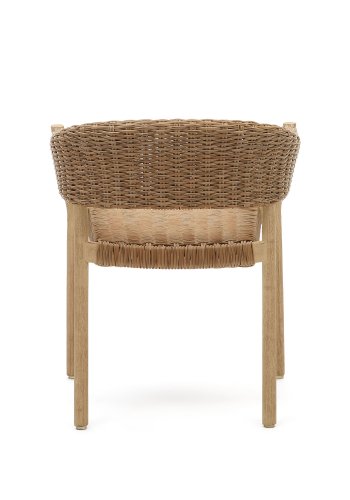 KAVE HOME Pola hagestol, med armlener - naturlig syntetisk flettet og eukalyptustre