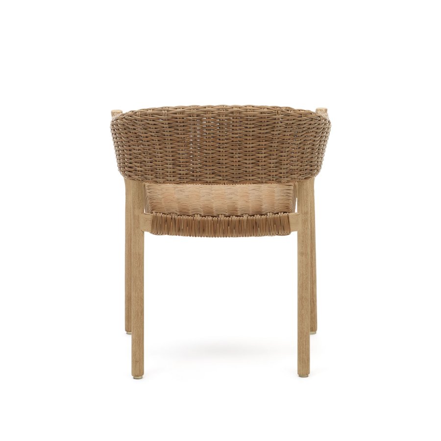 KAVE HOME Pola hagestol, med armlener - naturlig syntetisk flettet og eukalyptustre