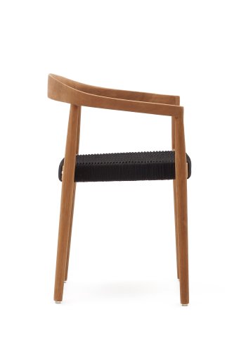 KAVE HOME Ydalia hagestol, m armlener, stabelbar - svart tau og brun teak