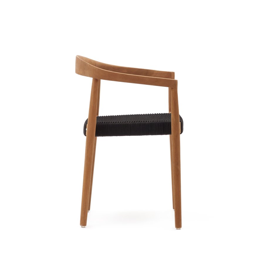 KAVE HOME Ydalia hagestol, m armlener, stabelbar - svart tau og brun teak