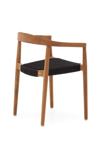 KAVE HOME Ydalia hagestol, m armlener, stabelbar - svart tau og brun teak