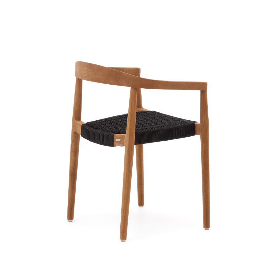 KAVE HOME Ydalia hagestol, m armlener, stabelbar - svart tau og brun teak