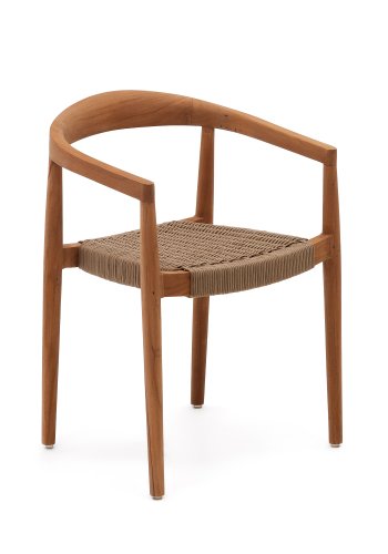 KAVE HOME Ydalia hagestol, m armlener, stabelbar - beige tau og brun teak