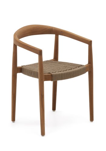 KAVE HOME Ydalia hagestol, m armlener, stabelbar - beige tau og brun teak