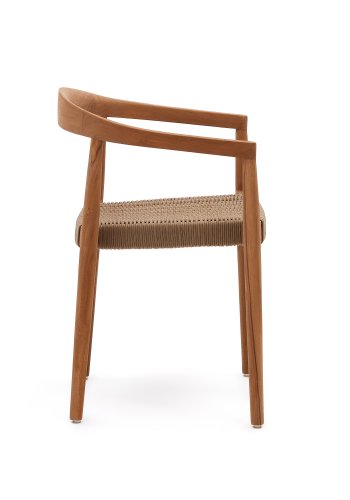 KAVE HOME Ydalia hagestol, m armlener, stabelbar - beige tau og brun teak