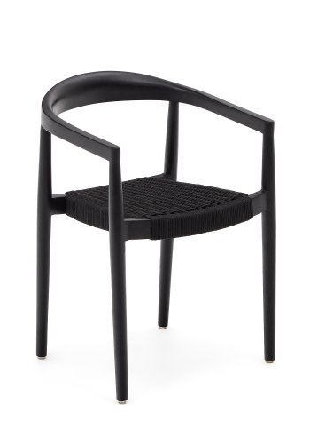 KAVE HOME Ydalia hagestol, m armlener, stabelbar - sort tau og sort teak