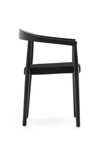 KAVE HOME Ydalia hagestol, m armlener, stabelbar - sort tau og sort teak