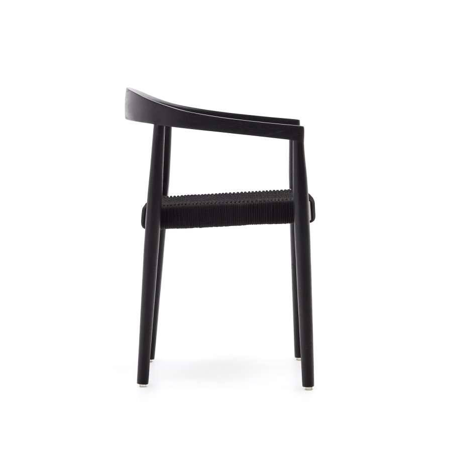 KAVE HOME Ydalia hagestol, m armlener, stabelbar - sort tau og sort teak