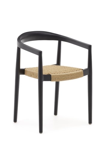 KAVE HOME Ydalia hagestol, m armlener, stablebar - naturlig tau og sort teak