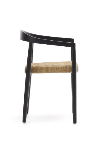 KAVE HOME Ydalia hagestol, m armlener, stablebar - naturlig tau og sort teak