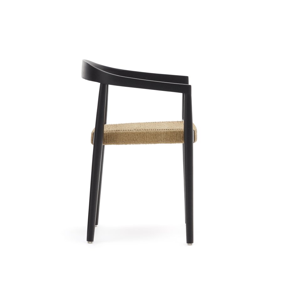 KAVE HOME Ydalia hagestol, m armlener, stablebar - naturlig tau og sort teak