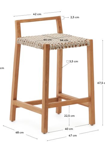 KAVE HOME Giverola krakk i heltre teak, 80 cm