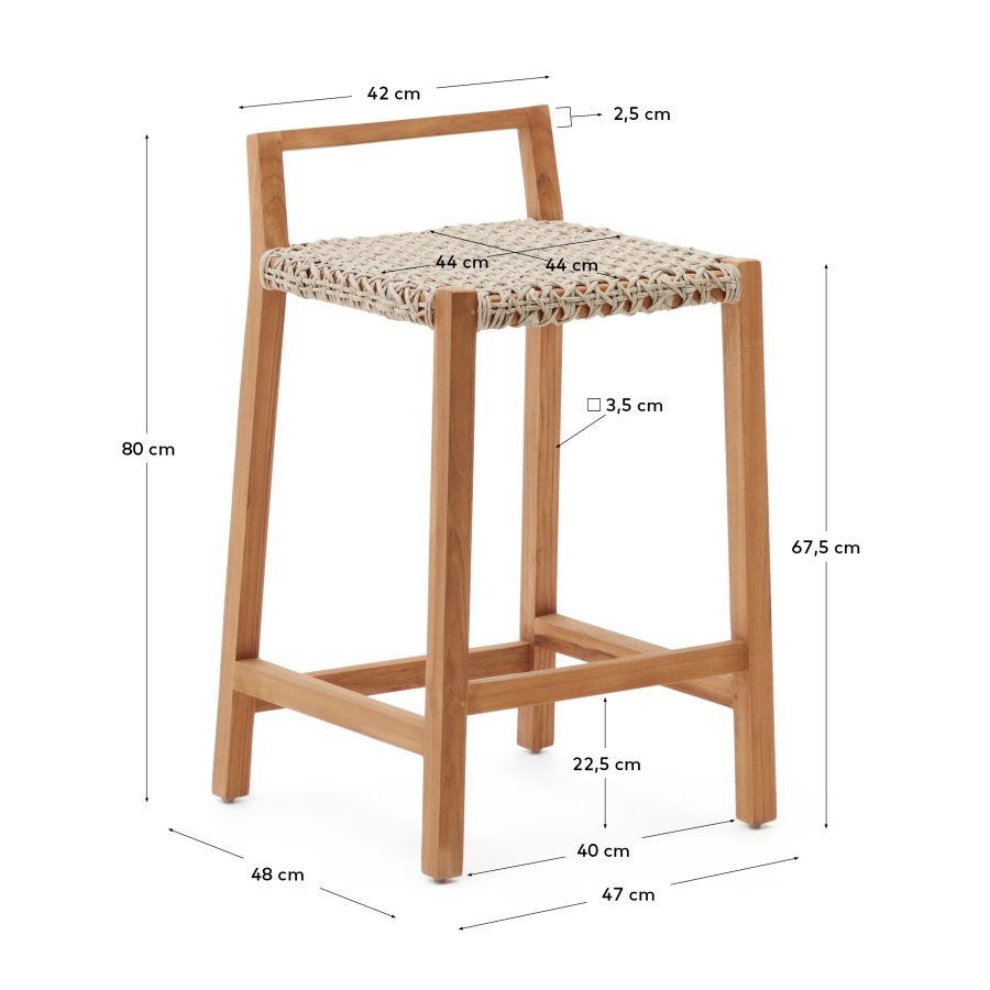 KAVE HOME Giverola krakk i heltre teak, 80 cm