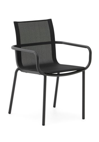 KAVE HOME Galdana hagestol, med armlener, stabelbar - mrkegr aluminium