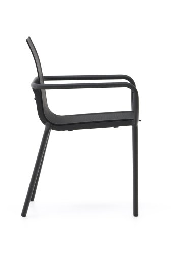 KAVE HOME Galdana hagestol, med armlener, stabelbar - mrkegr aluminium