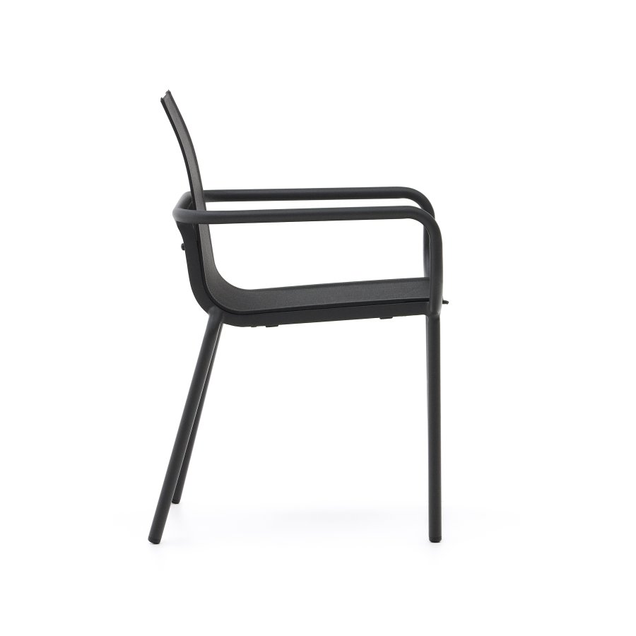 KAVE HOME Galdana hagestol, med armlener, stabelbar - mrkegr aluminium