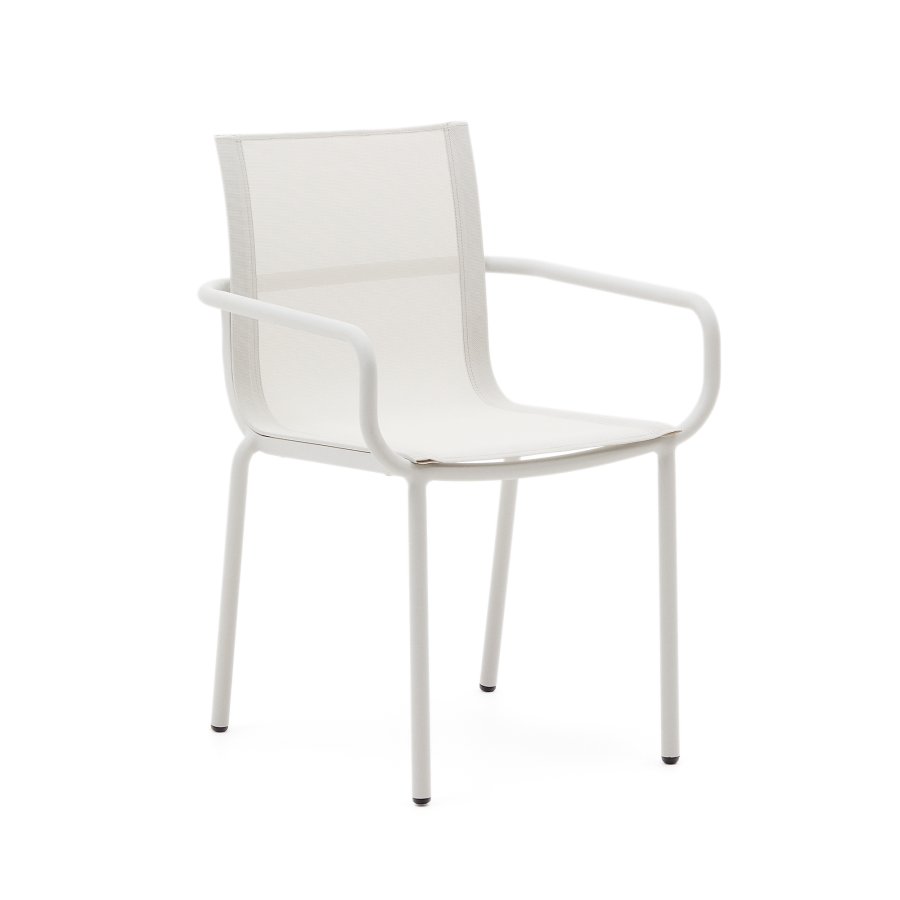 KAVE HOME Galdana hagestol, med armlener - stables - hvit aluminium