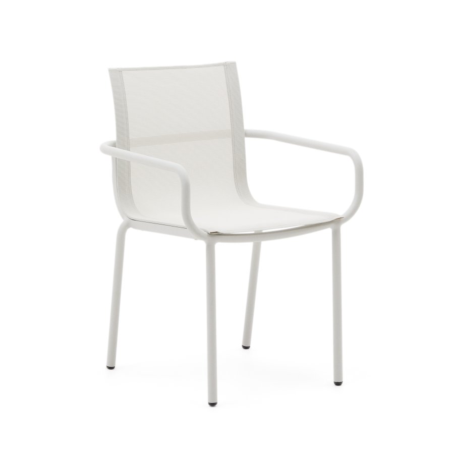 KAVE HOME Galdana hagestol, med armlener - stables - hvit aluminium