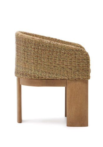 KAVE HOME Xoriguer hagestol, med armlener - brun syntetisk rotting og eukalyptus tre