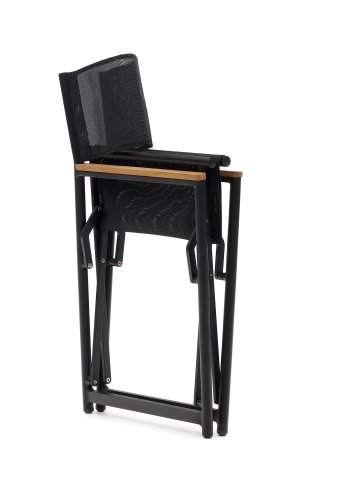 KAVE HOME Llado hagestol, sammenleggbar - naturlig teak og sort stoff/aluminium