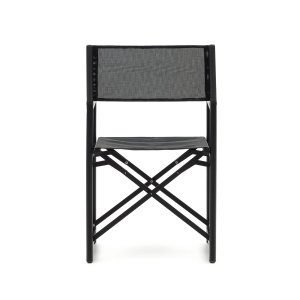 KAVE HOME Llado havestol, foldbar - natur teak og sort stof/aluminium