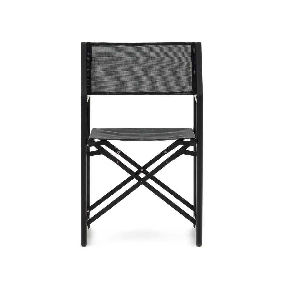 KAVE HOME Llado hagestol, sammenleggbar - naturlig teak og sort stoff/aluminium