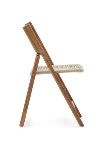 KAVE HOME Dandara hagestol, sammenleggbar - hvit snor, akasietre og stlkonstruksjon