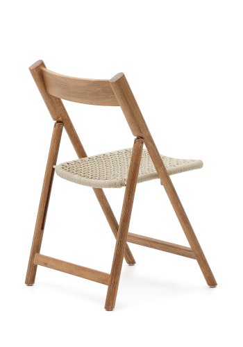 KAVE HOME Dandara hagestol, sammenleggbar - hvit snor, akasietre og stlkonstruksjon