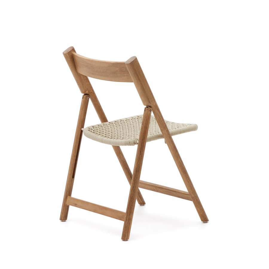 KAVE HOME Dandara hagestol, sammenleggbar - hvit snor, akasietre og stlkonstruksjon
