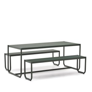 KAVE HOME Sotil havest, m. 2 bnke og 1 bord - grn stl (183x83) (st med 3)