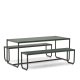 KAVE HOME Sotil hagesett, m. 2 benker og 1 bord - grnt stl (183x83) (sett med 3)