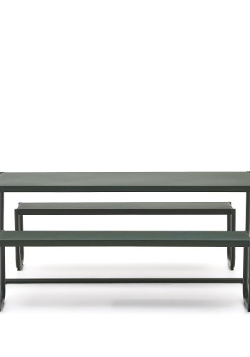 KAVE HOME Sotil hagesett, m. 2 benker og 1 bord - grnt stl (183x83) (sett med 3)