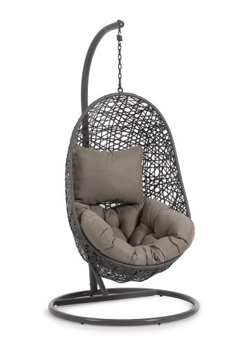 KAVE HOME Florina hengestol, med puter og mrkegr fot - mrkegr polyrattan/rotting