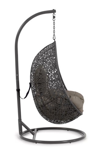 KAVE HOME Florina hengestol, med puter og mrkegr fot - mrkegr polyrattan/rotting