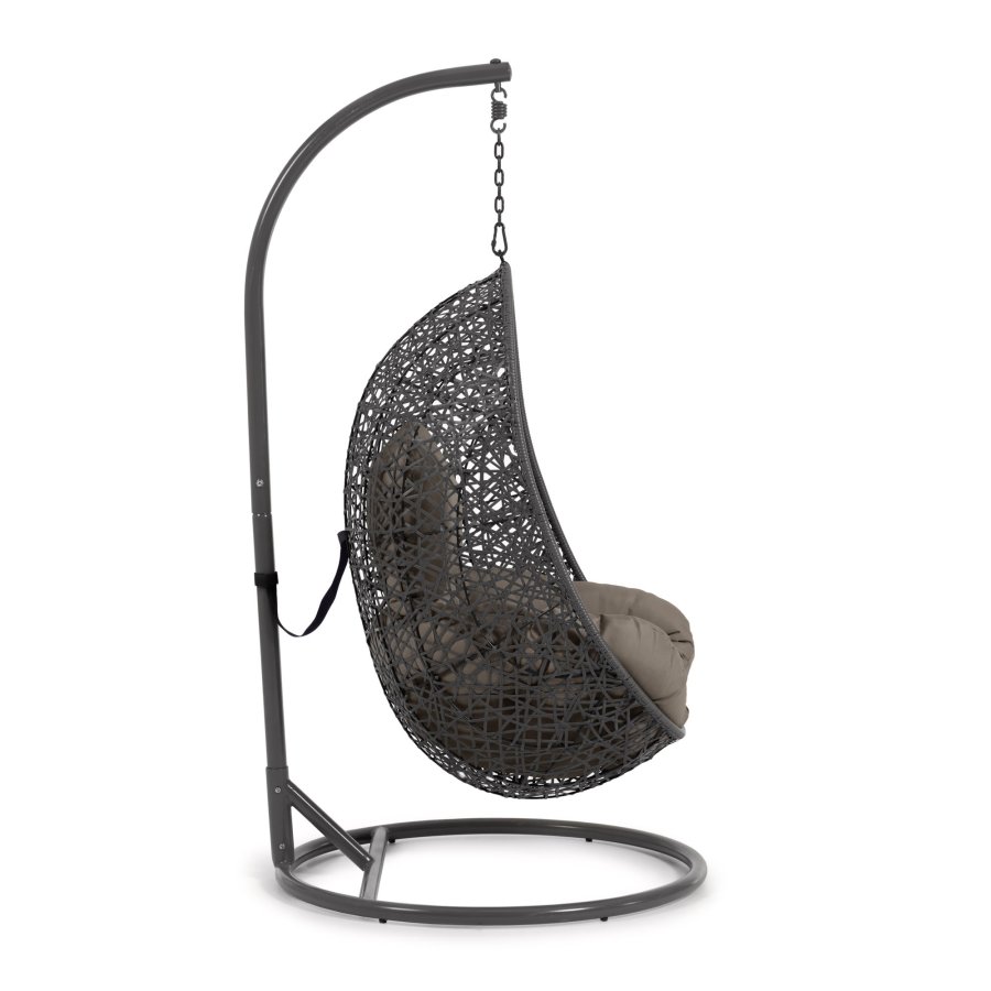 KAVE HOME Florina hengestol, med puter og mrkegr fot - mrkegr polyrattan/rotting