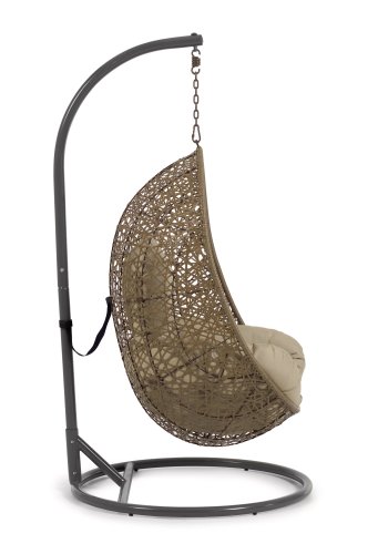 KAVE HOME Florina hengestol, med puter og mrkegr fot - naturlig polyrattan/rotting