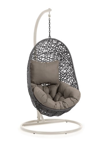 KAVE HOME Florina hengestol, med puter og lys gr fot - mrkegr polyrattan/rotting