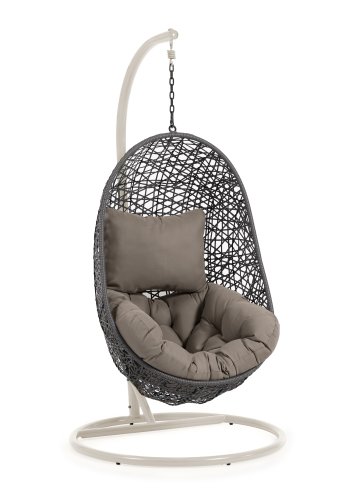 KAVE HOME Florina hengestol, med puter og lys gr fot - mrkegr polyrattan/rotting
