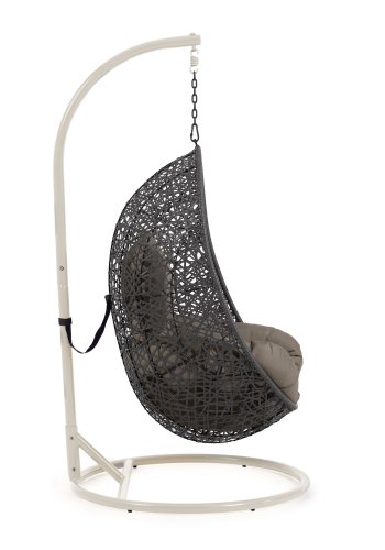 KAVE HOME Florina hengestol, med puter og lys gr fot - mrkegr polyrattan/rotting