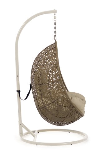 KAVE HOME Florina hengestol, med puter og lys gr fot - naturlig polyrattan/rotting