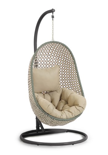 KAVE HOME Cira hengestol, med puter og mrkegr ramme - flerfarget polyrattan/rotting