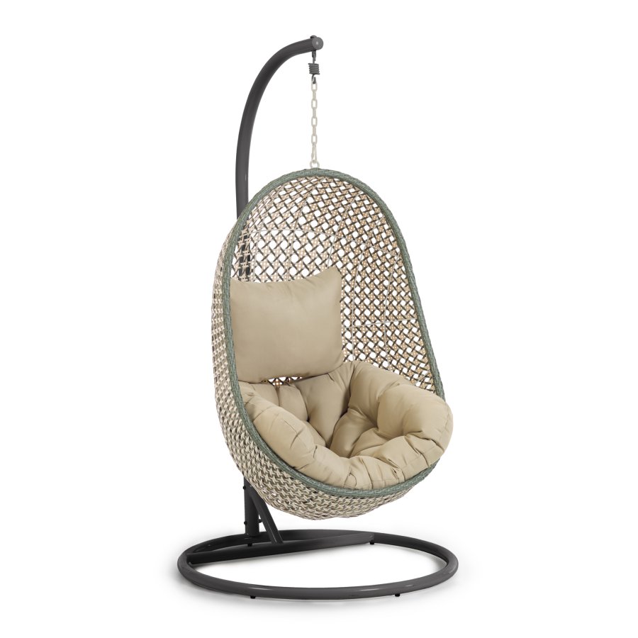 KAVE HOME Cira hengestol, med puter og mrkegr ramme - flerfarget polyrattan/rotting