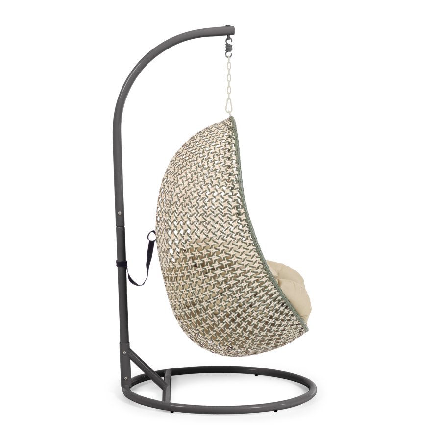 KAVE HOME Cira hengestol, med puter og mrkegr ramme - flerfarget polyrattan/rotting